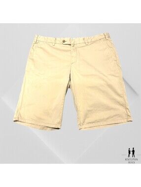 SUITSUPPLY Bosa Shorts Men's UK 34 x 11 Pure Cotton Turn Up Casual Flat Zip
